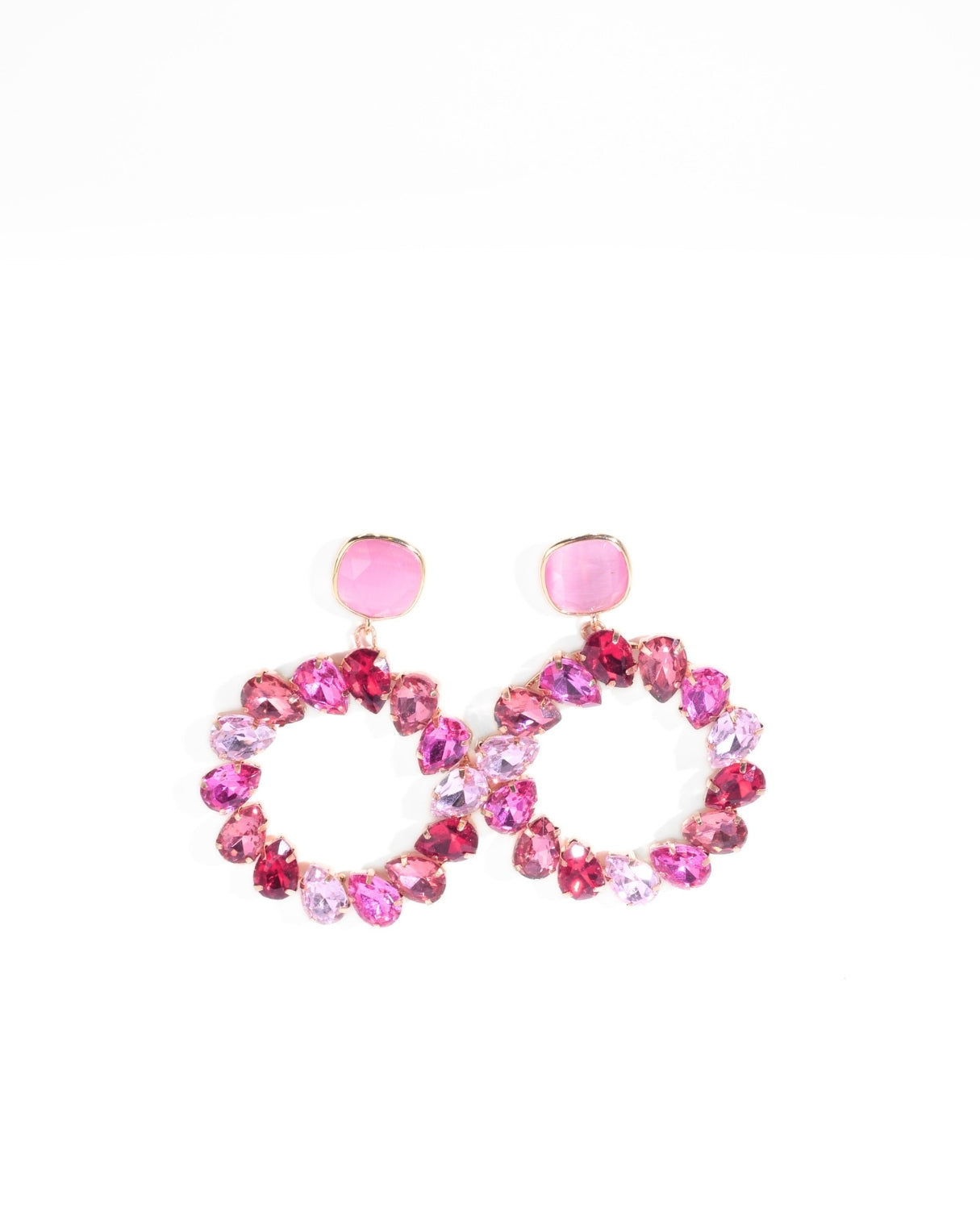 CIRCLE RHINESTONE EARRING | FUCHSIA