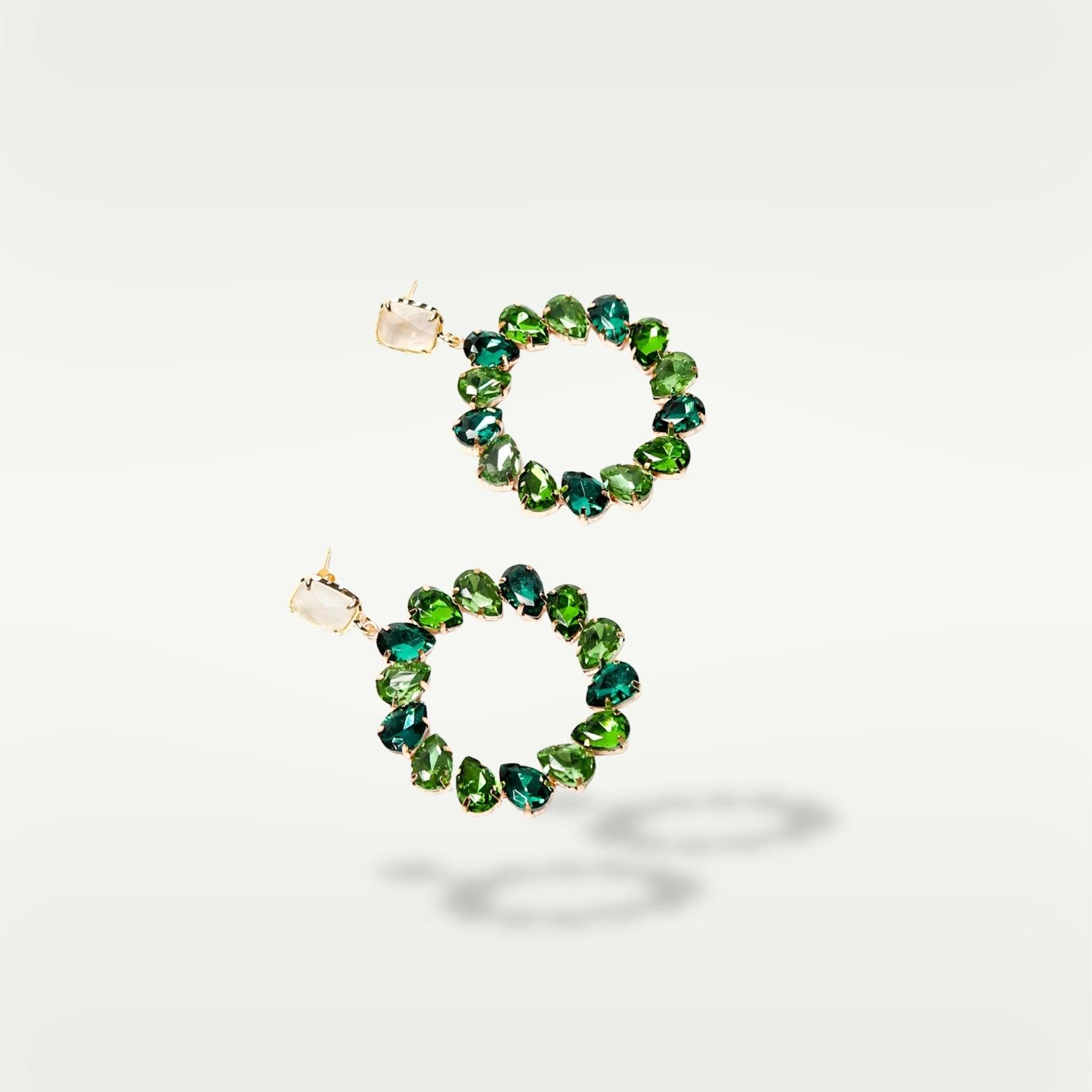 ORECCHINO CIRCLE STRASS | VERDE - Almala