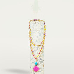 STONE ROSARY NECKLACE | FUCHSIA