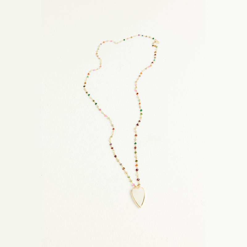 TOURMALINE HEART NECKLACE - WHITE