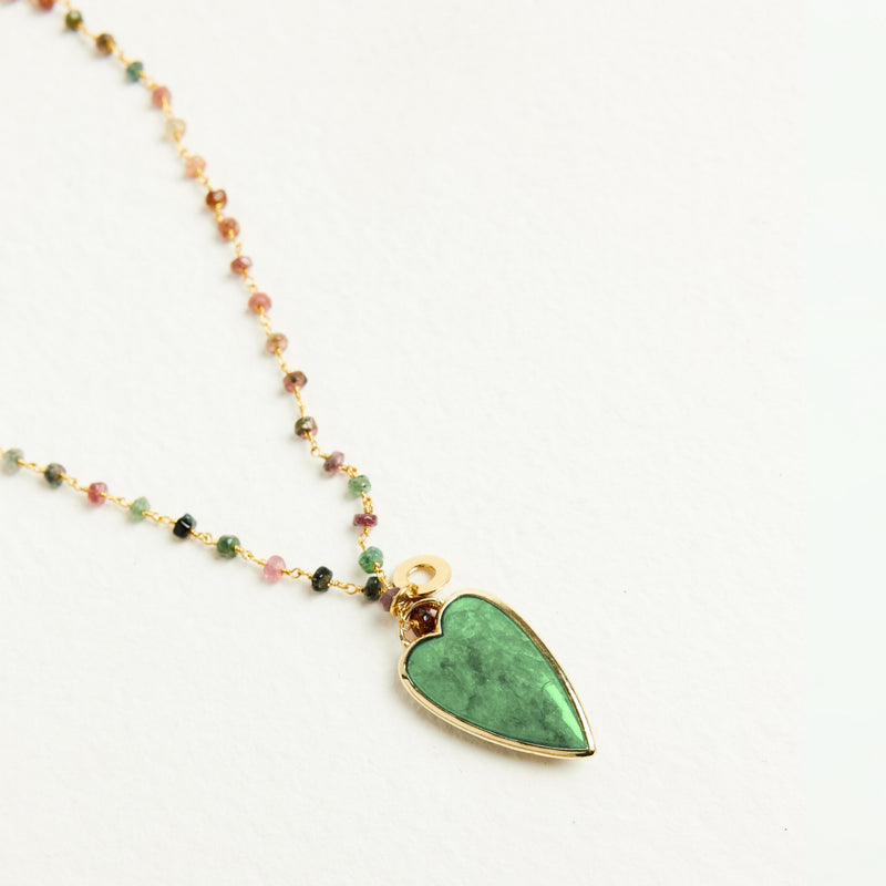 TOURMALINE HEART NECKLACE - GREEN