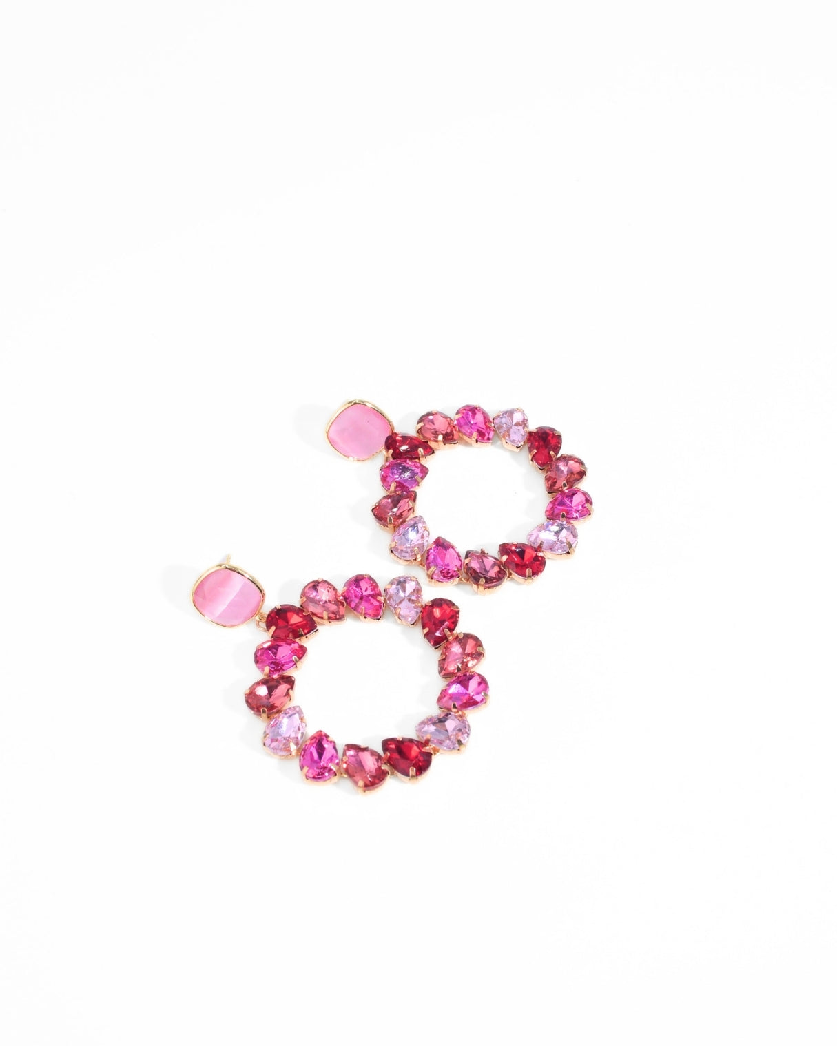 CIRCLE RHINESTONE EARRING | FUCHSIA