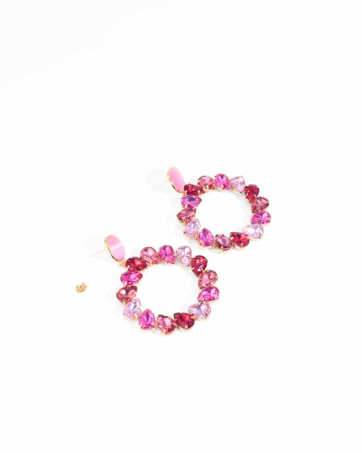 CIRCLE RHINESTONE EARRING | FUCHSIA