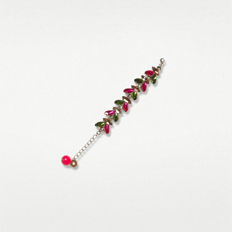 RHINESTONE FLOWER BRACELET | FUCHSIA