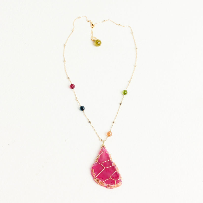 AGATE NECKLACE | FUCHSIA