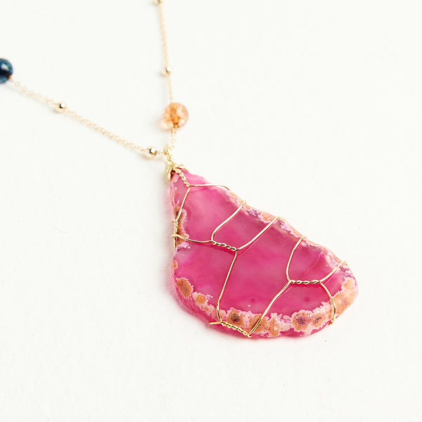 AGATE NECKLACE | FUCHSIA