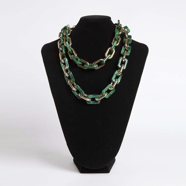 ACETATE GOLD NECKLACE | GREEN